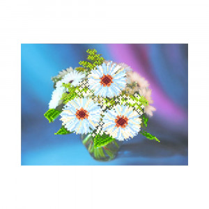 4093 Канва/ткань с рисунком Рисунок на шелке 28 см х 34 см "Цветы на темном фоне" Матренин посад