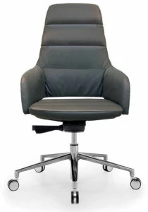 Sinetica Кожаное кресло руководителя с регулируемой высотой, 5 спицами и средней спинкой Captain