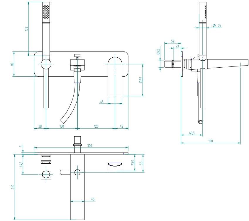 ZAZZERI Смеситель для ванны настенный с переключателем 100 sun-id-1385444 - Вид №1