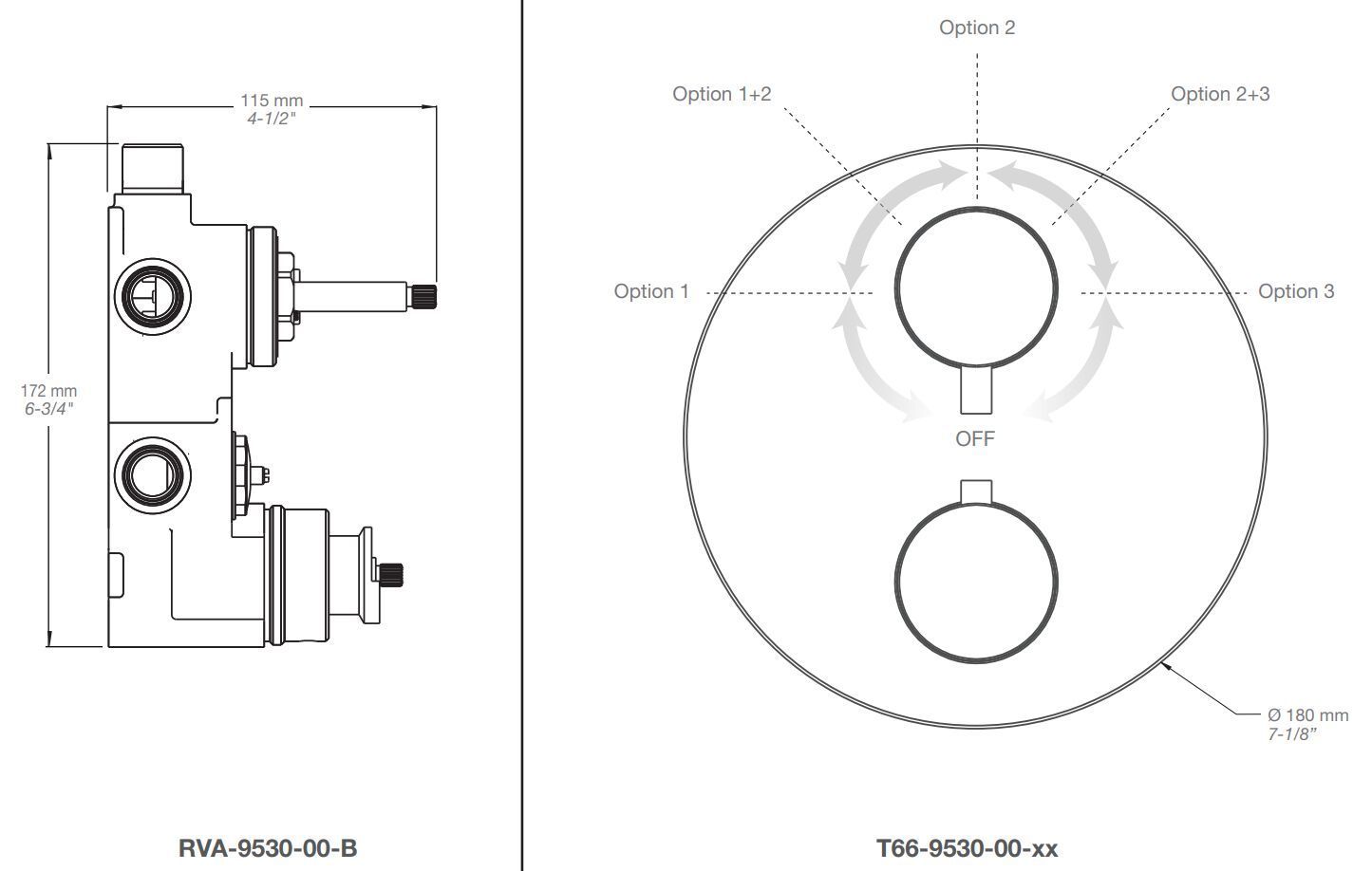 Термостатический смеситель для душа с 2 отверстиями и переключателем BARIL Zip B66 ARCH-00048264 - Вид №1
