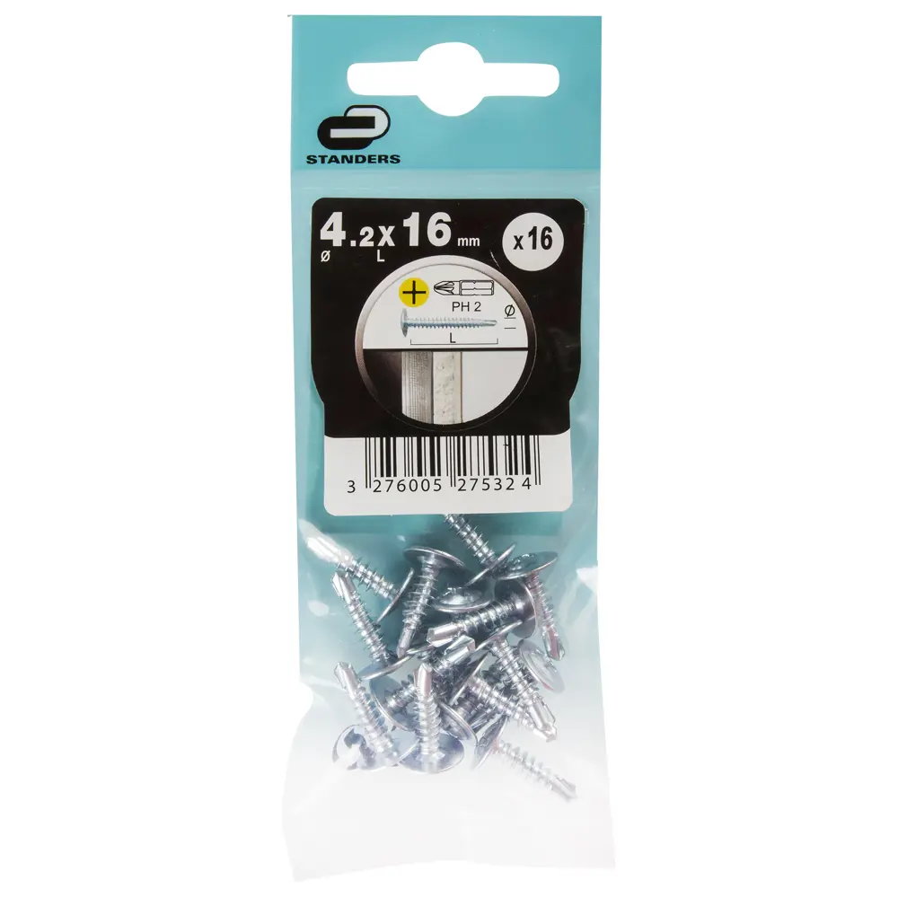 Саморезы для тонких пластин Standers оцинкованные с буром 4.2х16 мм 16 шт STLM-2194518 - Вид №1