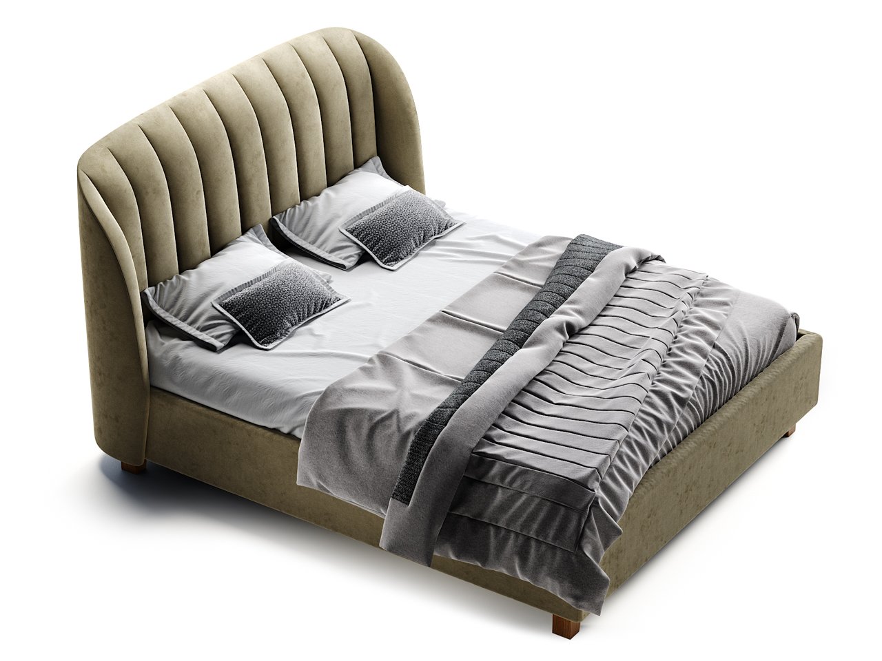 Кровать двуспальная 180х200 бежевая Tulip THE IDEA ДИЗАЙНЕРСКИЕ 210651 Коричневый  - Вид №1