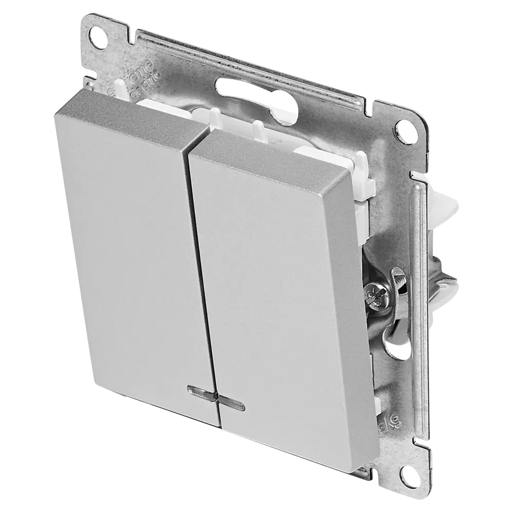 Выключатель встраиваемый Systeme Electric AtlasDesign 2 клавиши с подсветкой цвет алюминий STLM-2064068 - Вид №1