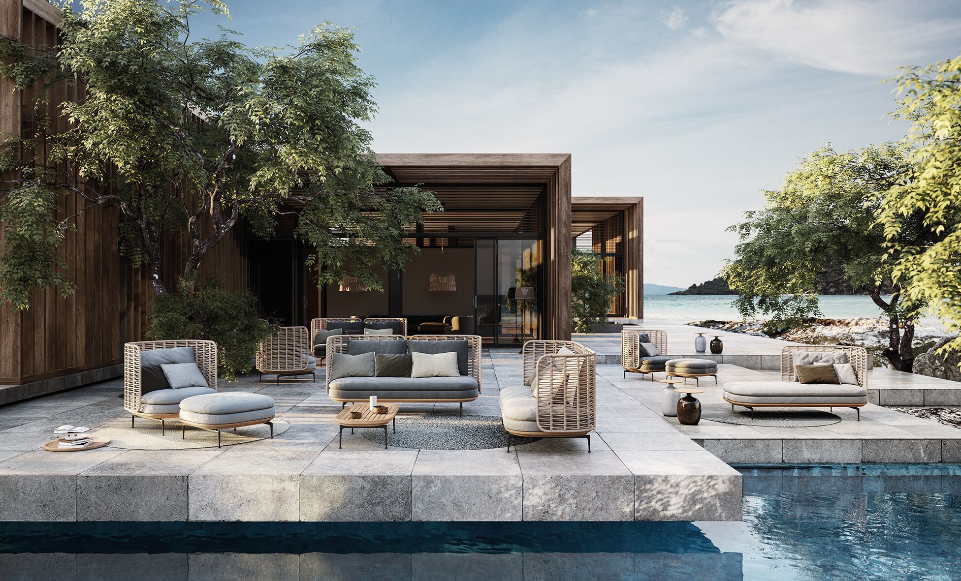 Плетеное и тканевое садовое кресло Gloster ARCH-00012188