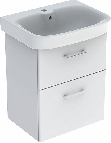 9616721001 Комплект умывальника IDO Glow Square с основанием для умывальника, с двумя ящиками, Ш = 600 мм, Ш1 = 600 мм, Т = 377, белый 