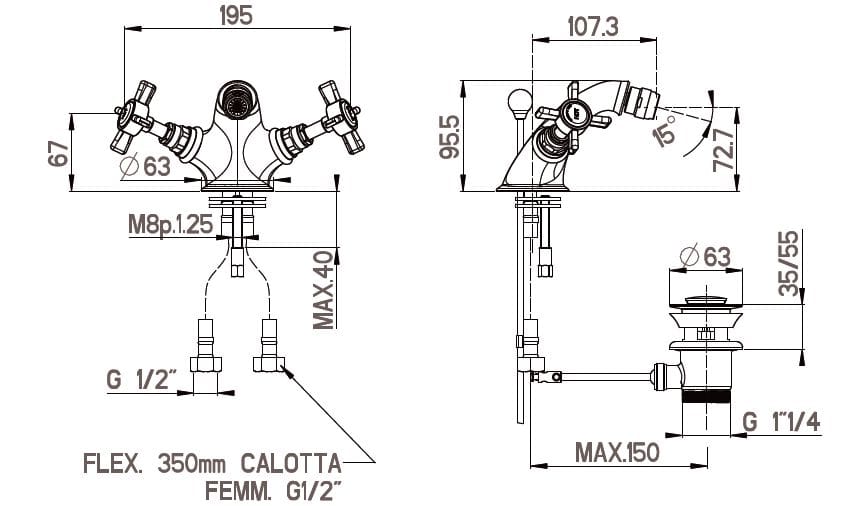 Смеситель для биде с одним отверстием Gaia Mobili Complements ARCH-00025492 - Вид №2