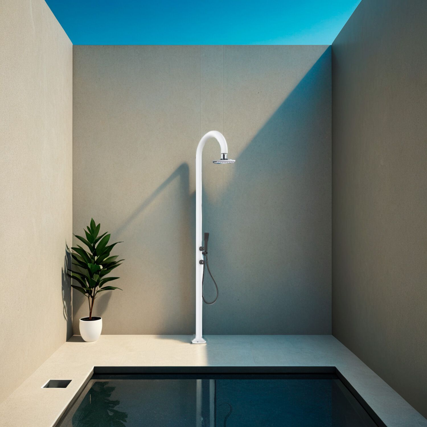 Алюминиевый душ на открытом воздухе с ручным душем SINED LUNA D ARCH-00021001 - Вид №13