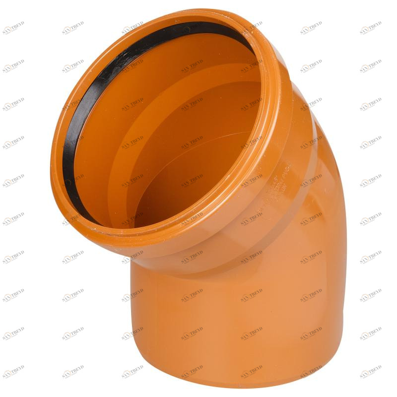 Отвод канализационный ПВХ 160мм 45° рыжий Политек 6386