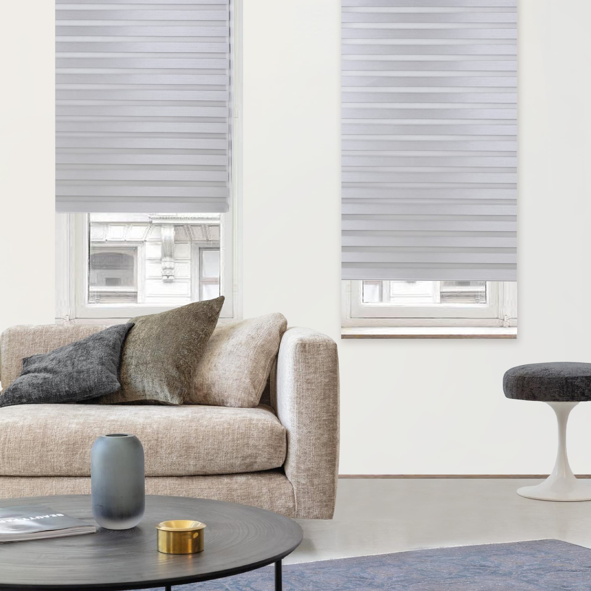 82614504 Штора рулонная день-ночь Miamoza Blackout Rain 60x160 см, цвет серый Santreyd  - Вид №2