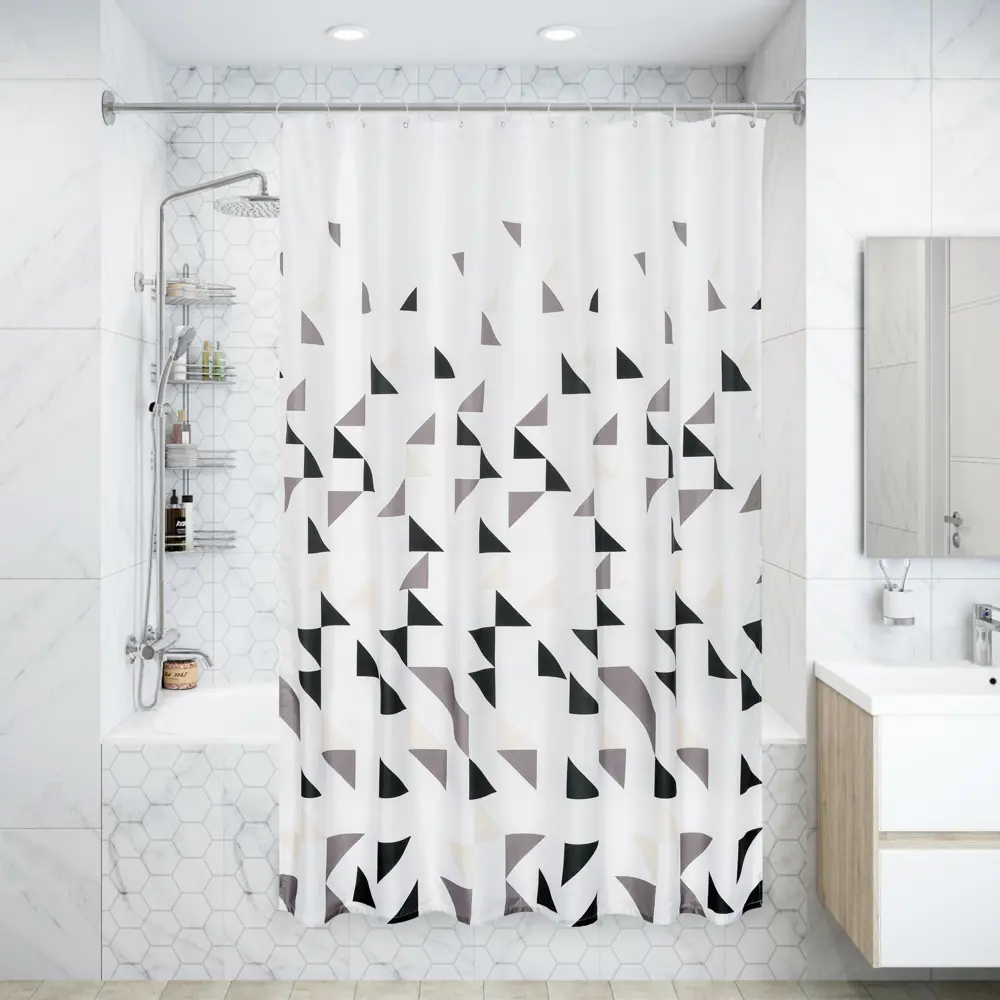 Штора для ванны Иерро с люверсами 180х200 см, полиэстер, цвет белый VIDAGE STLM-2101416