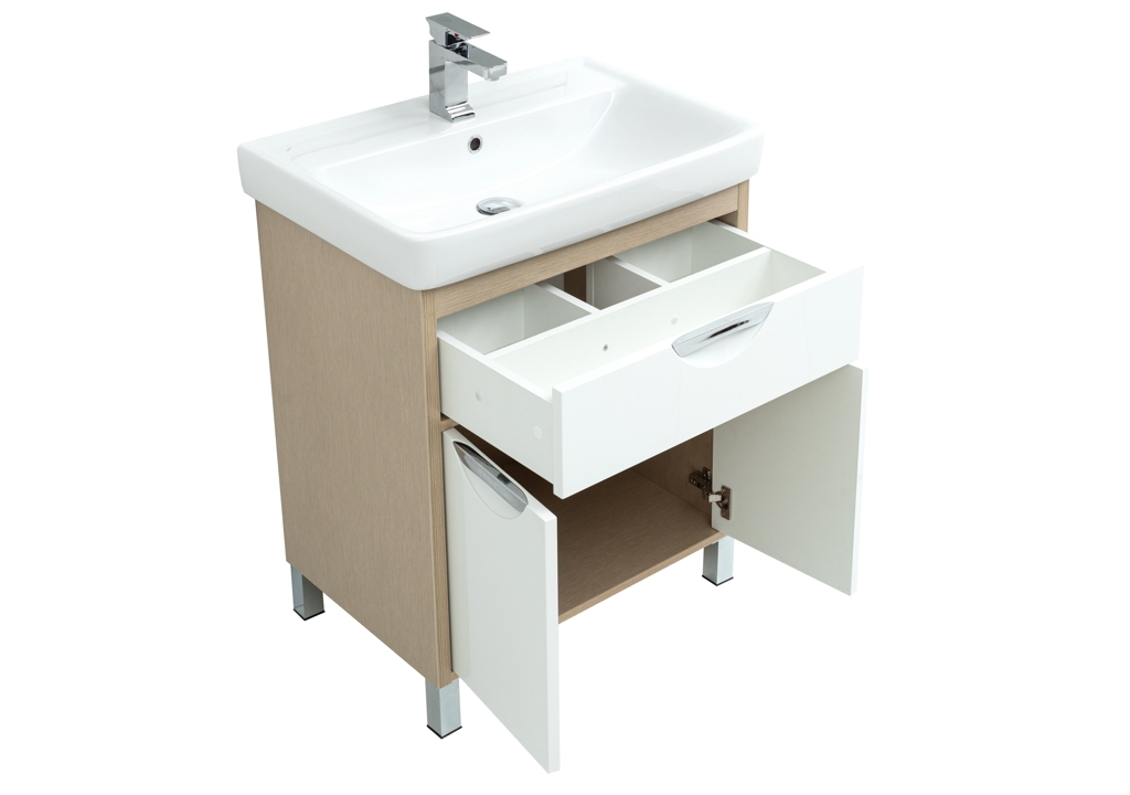 Мебель для ванной Aquanet Гретта 70 New светлый дуб (1 ящик, 2 дверцы) 00239430 - Вид №4