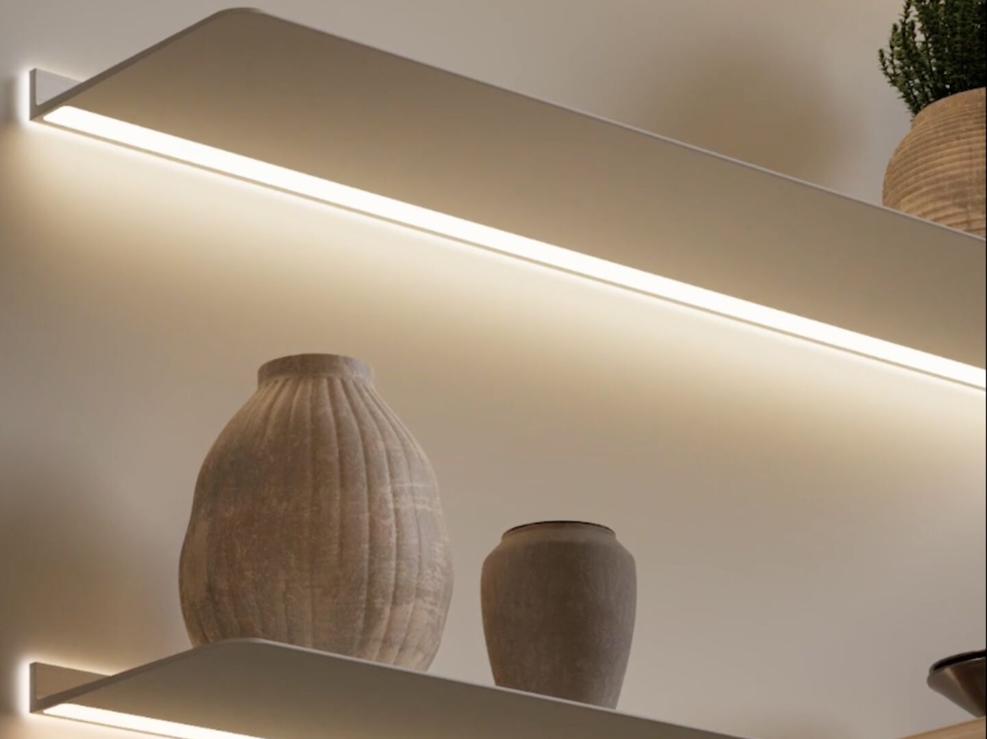 Алюминиевая полка со встроенным освещением Strackk WALL SHELF WITH LIGHT UNDER AND ALL AROUND ARCH-00019218