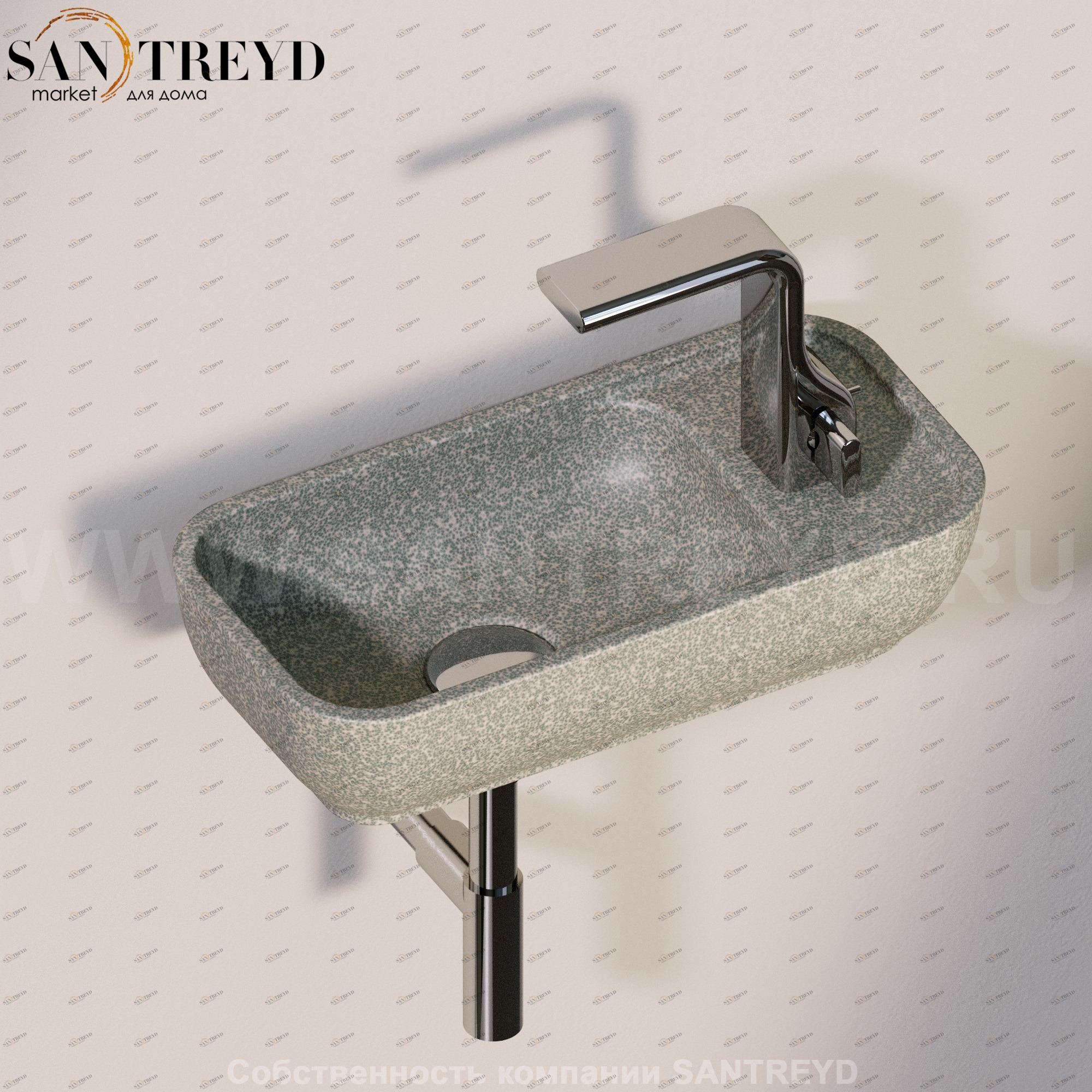 PS40LD7037 Подвесная раковина настенная прямоугольная Ceramica Flaminia Pass серая