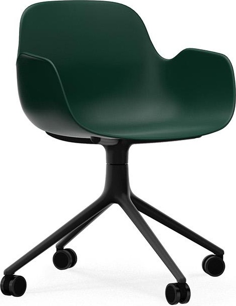 604983 Кресло Swivel 4W Black Aluminium / Green Normann Copenhagen Form
