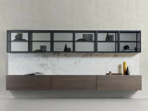 PIANCA Модульная стенка для хранения из мрамора и дерева Spazio