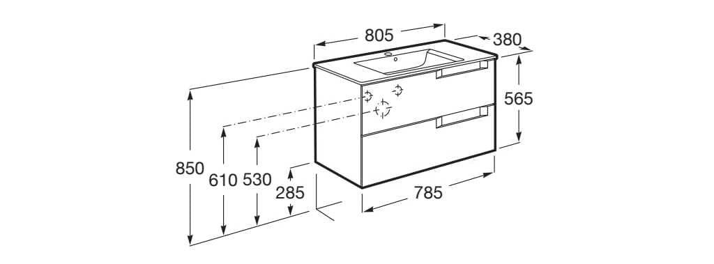 Деревянный подвесной умывальник с ящиками Roca Aleyda ARCH-00087642 - Вид №14