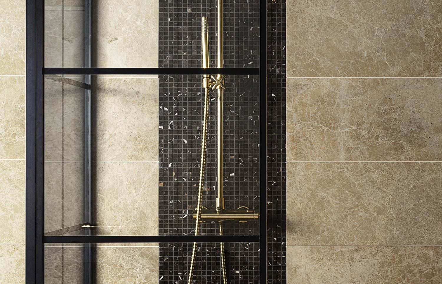 Металлическая настенная душевая колонка с ручным душем с переключателем Park Avenue Cross ARCH-00103574