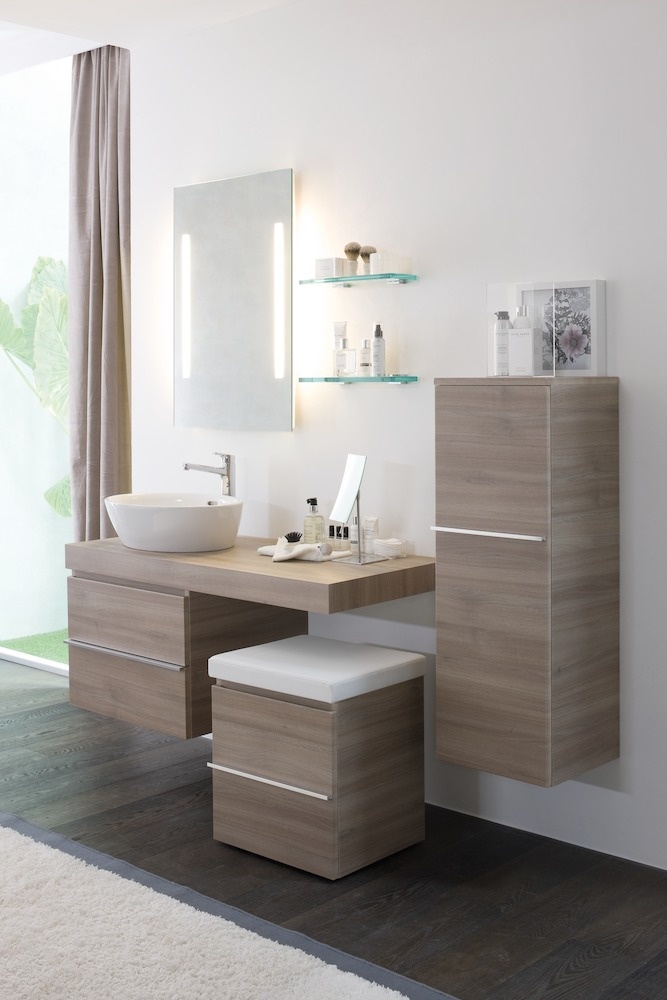 H4020110759991 Шкафчик средний, 2 полки стеклянные, петли слева LAUFEN PRO - Вид №1