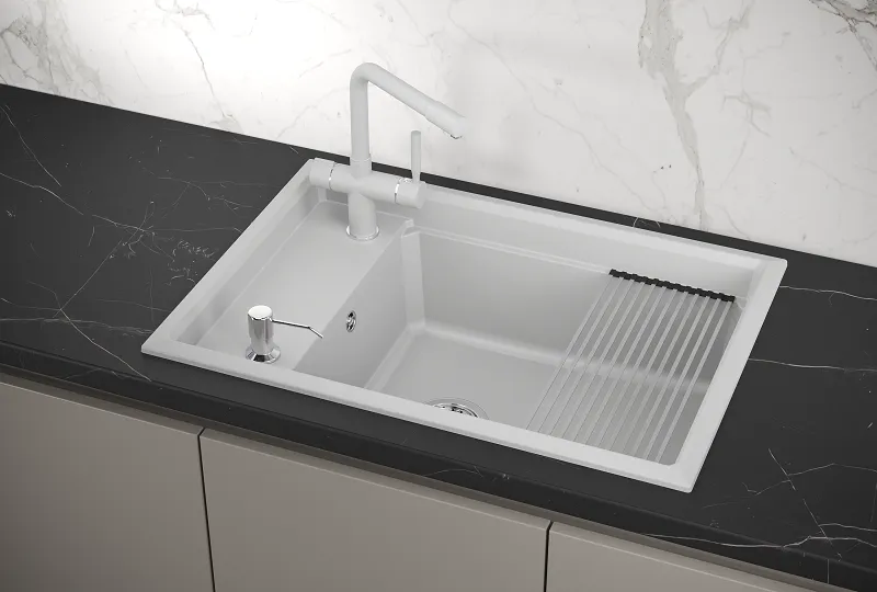 KS-7305, АРКТИК (БЕЛЫЙ), кухонная мойка, кварц GRANULA 7305-ST328