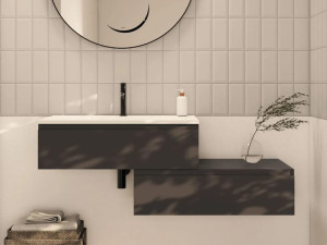 Подвесной шкаф для умывальника со встроенной раковиной