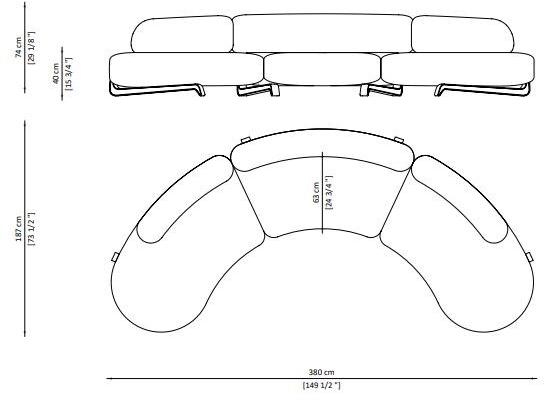 Paolo Castelli Изогнутый 3-х местный диван Vao Sed.vaos.110.sup  - Вид №3