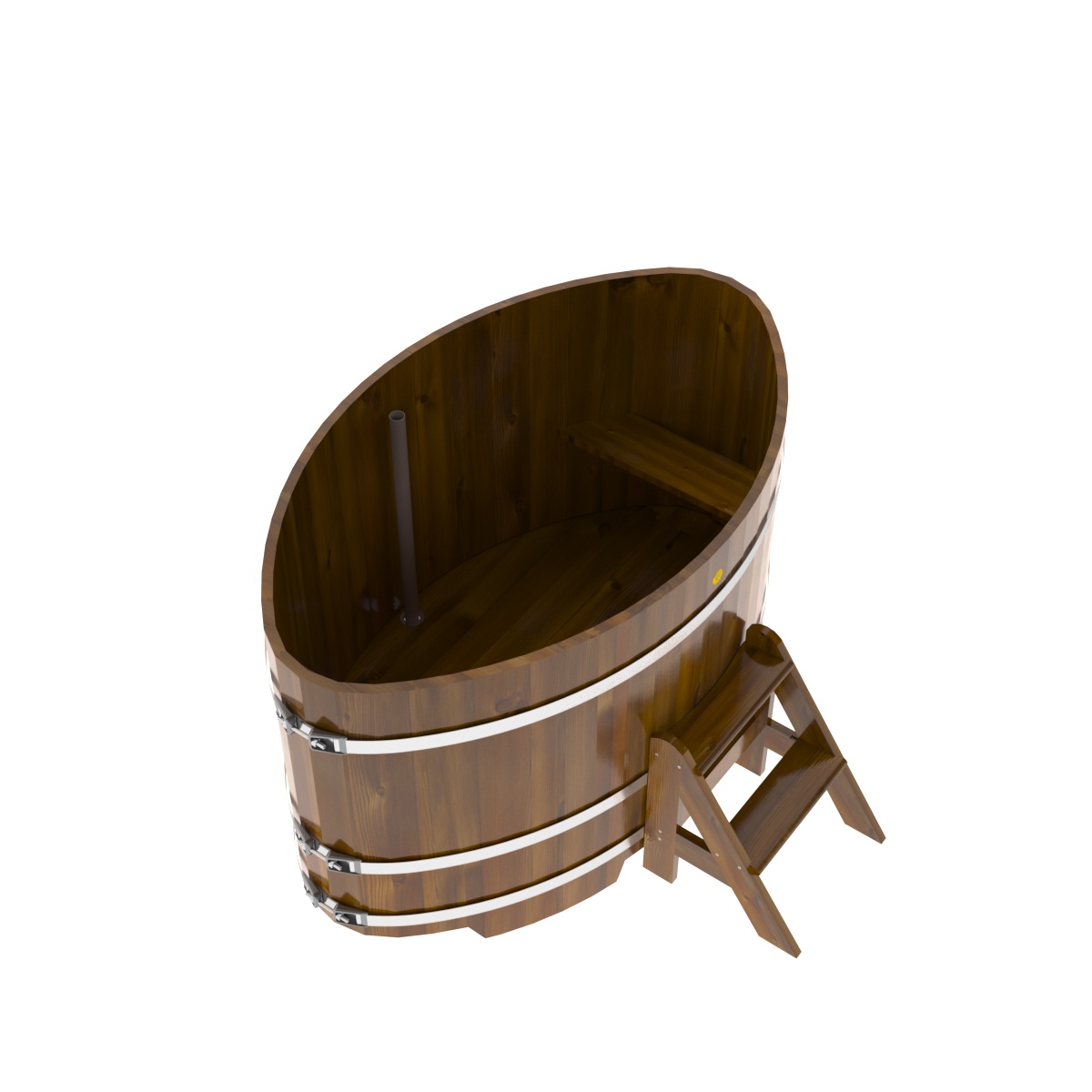 2279 Купель овальная из лиственницы Рустик 1,02х1,68х1,0 морёная Alyarus  - Вид №2