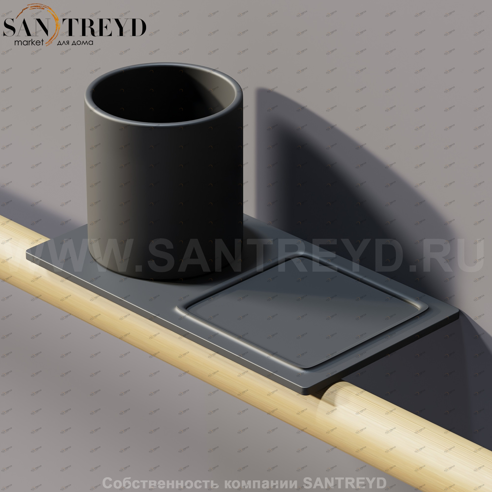 Agape DOT LINE Полка с мыльницей и стеклянным стаканом черная ADTL0471.N ADTL0471N