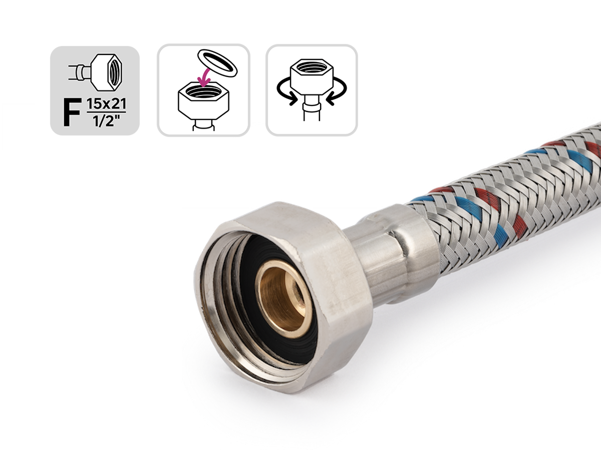 Гибкая подводка Equation для смесителей 80 см с металлической оплеткой 82661654 STLM-0033135 - Вид №2