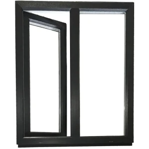 Пластиковое окно ПВХ Deceuninck двустворчатое 1300x1200 мм (ВхШ) двухкамерный стеклопакет белый/антрацит