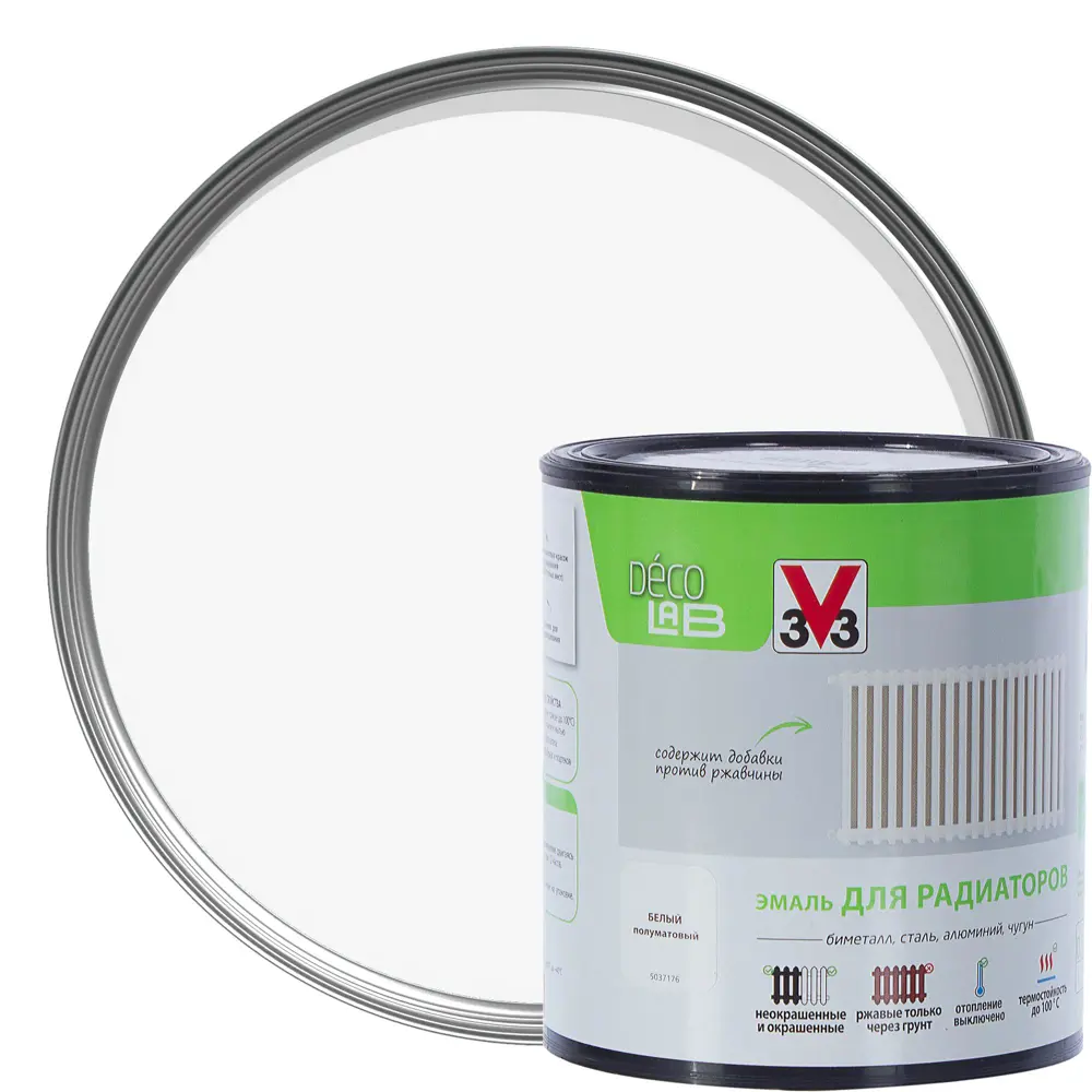 Краска для радиаторов V33 Decolab цвет белый 0.5 л STLM-2176045