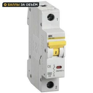 Выключатель автоматический IEK ВА47-60M 1 полюс 6 А "С" 89162770 STLM-2006113