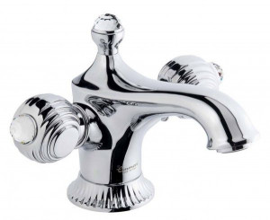 98003SWOR Смеситель The One для раковины. Металлические ручки + прозрачные кристаллы Swarovski,  цвет золото