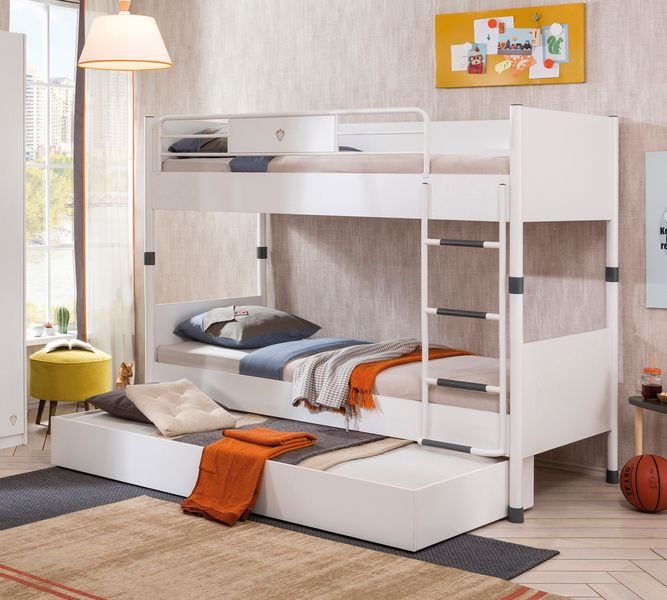 Кровать выдвижная детская белая 90х190 см White CILEK WHITE 00-3832124 Белый Santreyd  - Вид №1