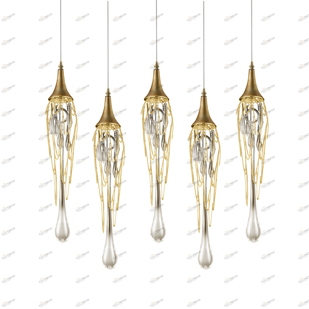 Подвесной светильник Goddess Tears 5 gold от Delight Collection PR68009L-5H DELIGHT ДИЗАЙНЕРСКИЕ 243775 Золотой 