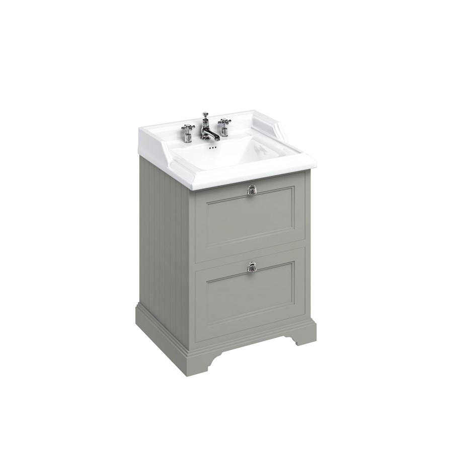 Burlington Отдельностоящий блок 65 с 2 ящиками и классической раковиной Classic Grey с 3-мя отверстиями под смеситель Раковина FF9G_B15 3TH  - Вид №6