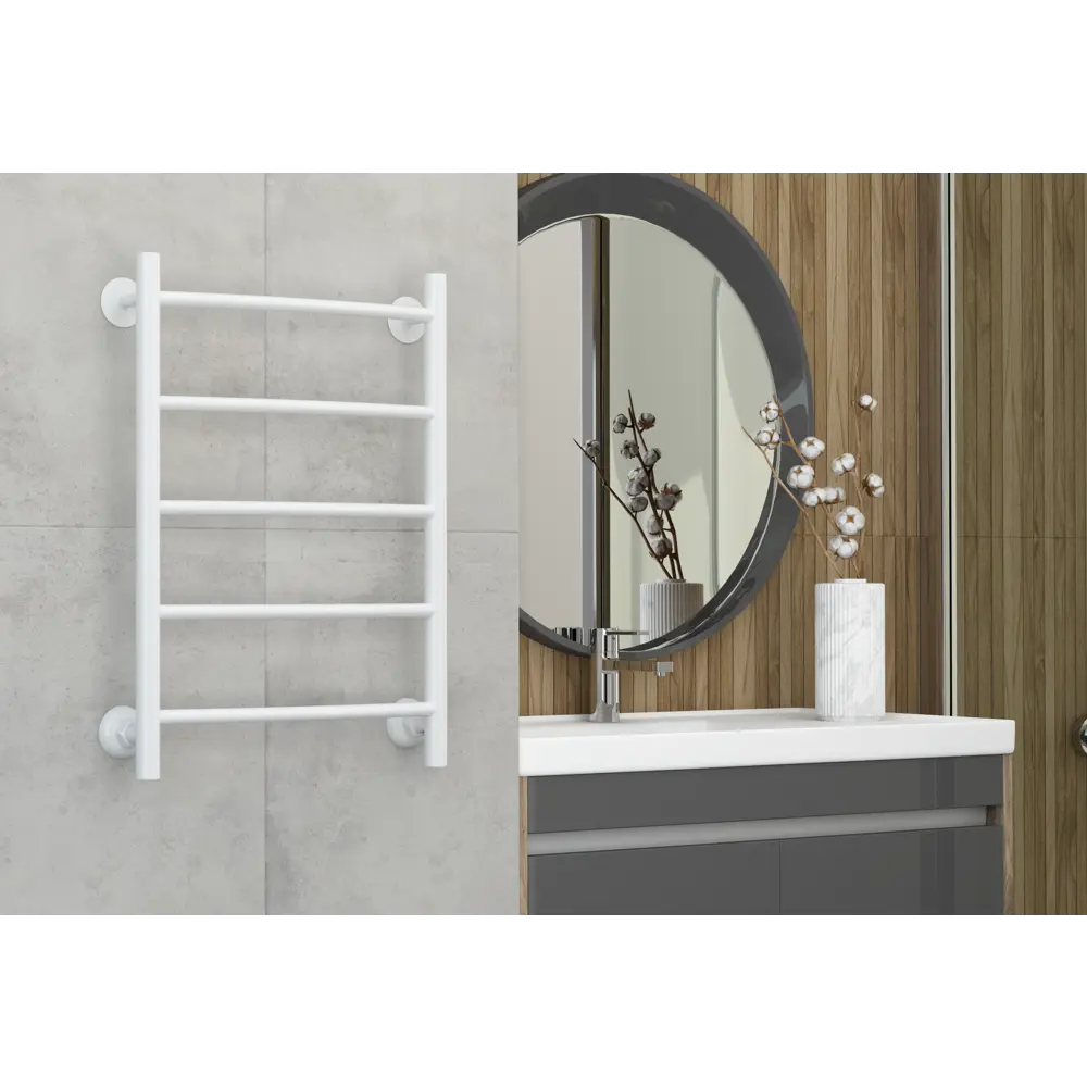 Полотенцесушитель водяной Сунержа ВПС-52П 60x60 мм нержавеющая сталь 3/4" цвет белый STLM-2035139 - Вид №3