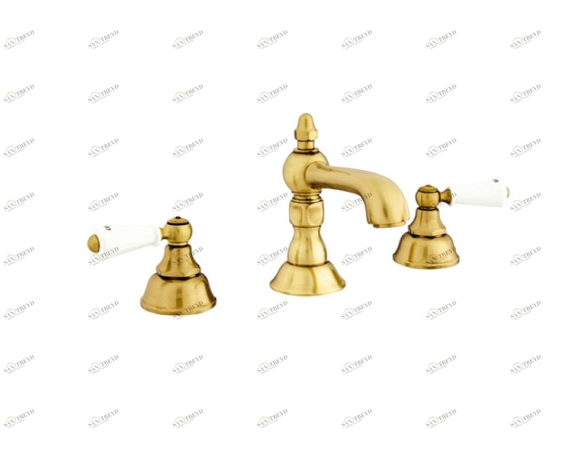 035001.M00.30 Раковина на три отверстия с фарфором Античная латунь Mestre RETRO