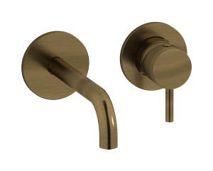 Встроенный в стену смеситель для раковины на 2 отверстия в комплекте с донным клапаном WE ARE IB mt406mb Modern Bronze MilanoTorino