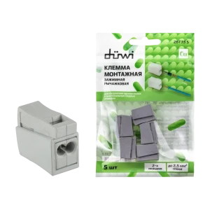 84509777 Клеммы соединительные монтажные Duwi СМК 224-112 2-проводные 1,0-2,5X2/0,5-2,5мм² серые 5шт 26735 5 STLM-1118068