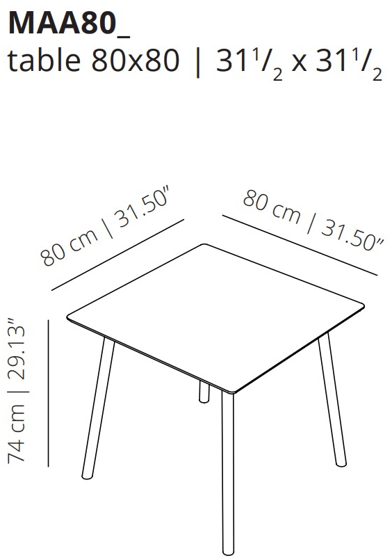 Viccarbe Квадратный стол в мдф Maarten Maa80_ - Вид №5
