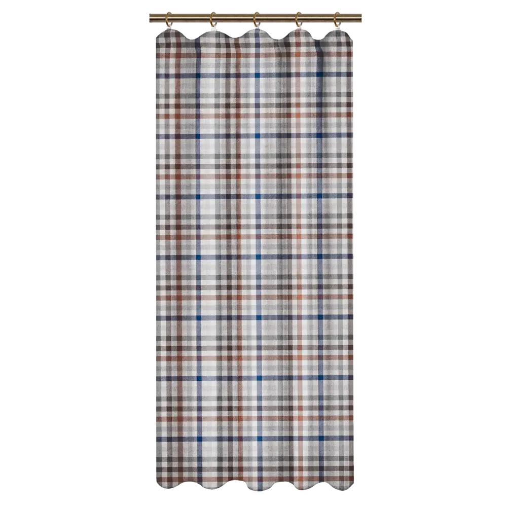 Штора на ленте для кухни Тартан 145x180 см клетка цвет серый LINEN WAY STLM-2115375