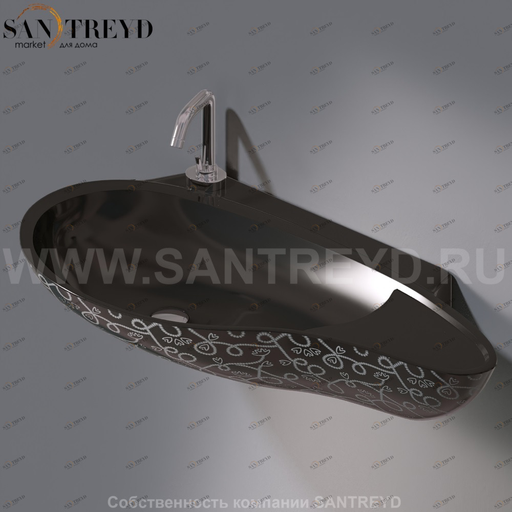 L500T0R1V4.401 Подвесная раковина настенная овальная A. e T. Italia SPOT черная AeT ITALIA ACCENT