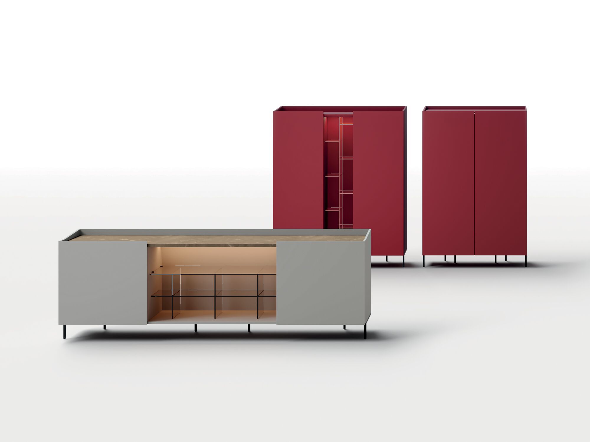 Шкаф из дерева и стекла с распашными дверями Kico Living Complements ARCH-00070596 - Вид №1