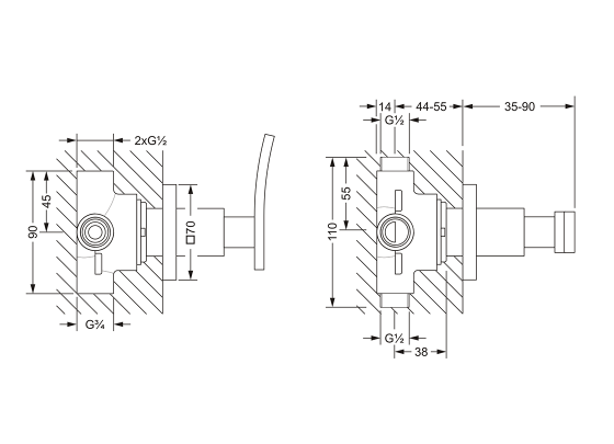 Переключающий вентиль на три положения ½", внешняя часть JOERGER Empire II 628.40.650.000 - Вид №1