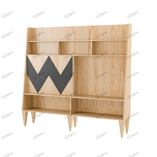 Стеллаж деревянный шпон темно-серый Woo Wall WOODI  00-3966200 Бежевый;серый 