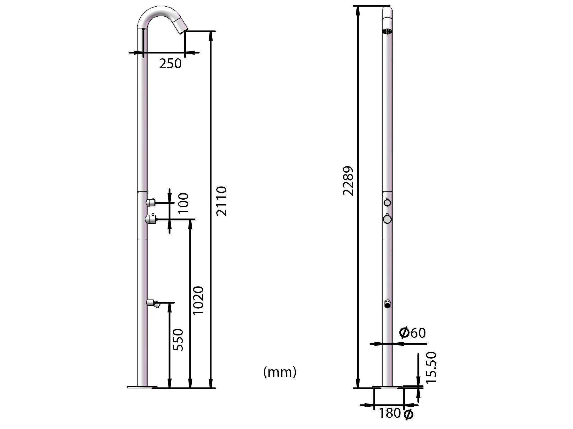 Открытый душ из нержавеющей стали с моющим средством для ног SINED QUARTU ARCH-00026913 - Вид №44