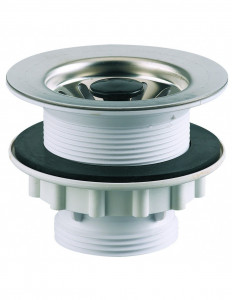 406000 000 00  Ситечко для раковины Д. 60 мм, задвижка, зажим 0/25 мм, NF, нержавеющая сталь Valentin Сталь