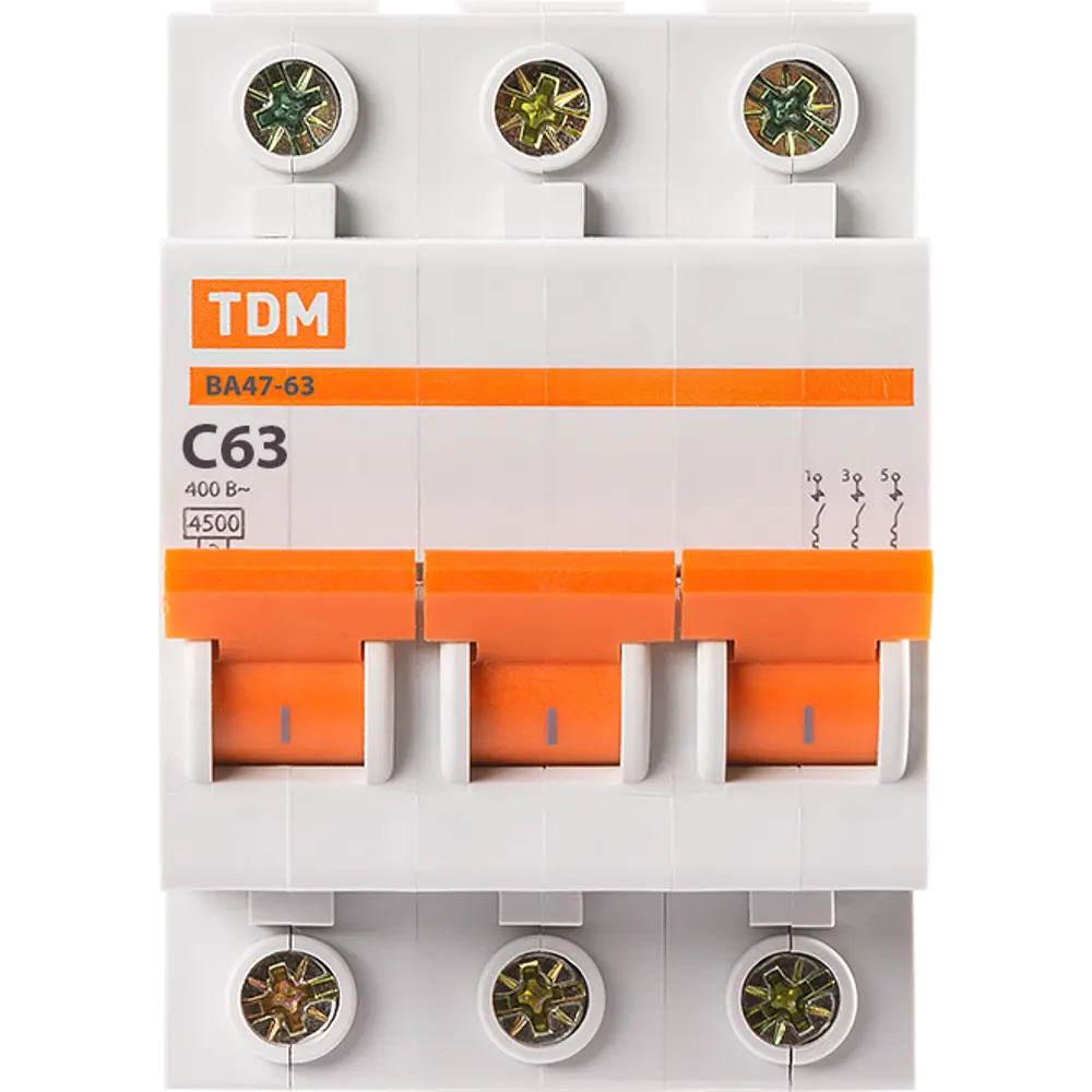 Автоматический выключатель TDM Electric ВА47-63 3P C63А для защиты от перегрузок 84399530 STLM-0049303 - Вид №1