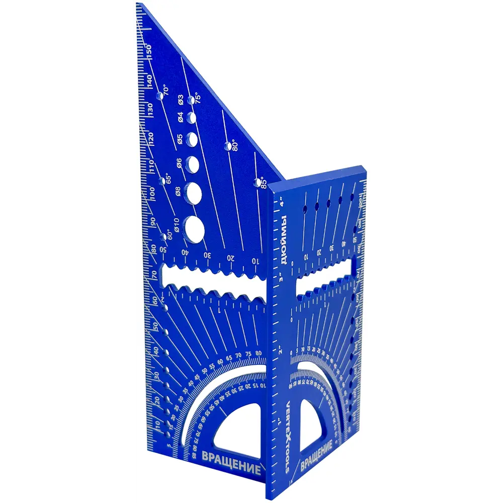 Угольник разметочный Vertextools с транспортиром и рейсмусом 89337593 STLM-0844165