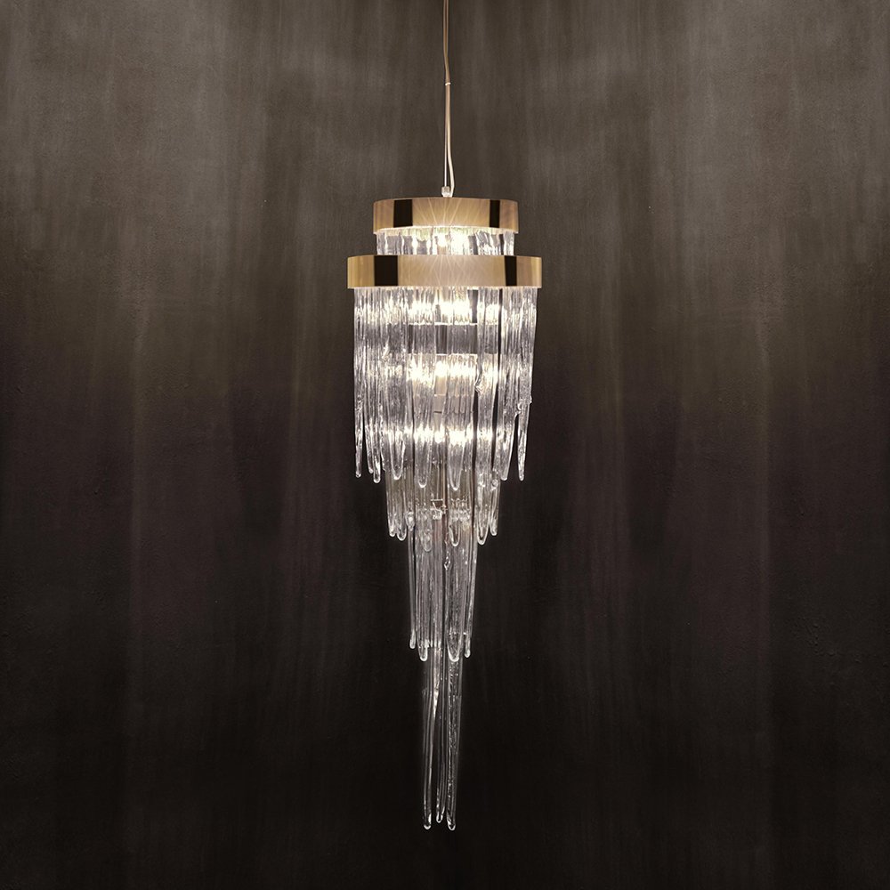 Люстра стеклянная 113х40 см золотая Babel 4 KM0990P-4 brass DELIGHT COLLECTION ДИЗАЙНЕРСКИЕ 00-3883095 Золото;прозрачный  - Вид №4